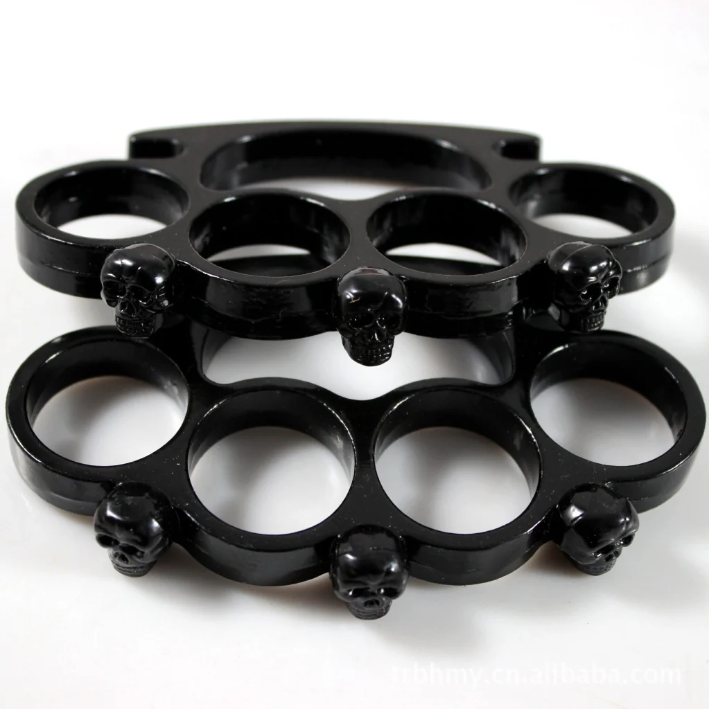 Metal Brass Knuckle Duster Skull Style Four-finger Boxing Sleeve Outdoor Camping Safety Orientation Pocket EDC Tool - Image 3