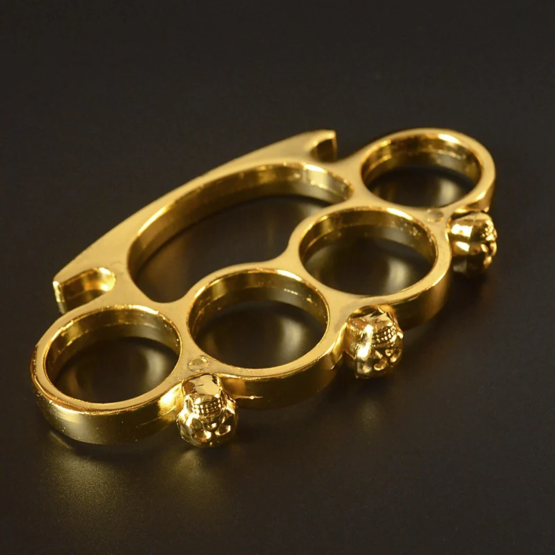 Metal Brass Knuckle Duster Skull Style Four-finger Boxing Sleeve Outdoor Camping Safety Orientation Pocket EDC Tool - Image 5