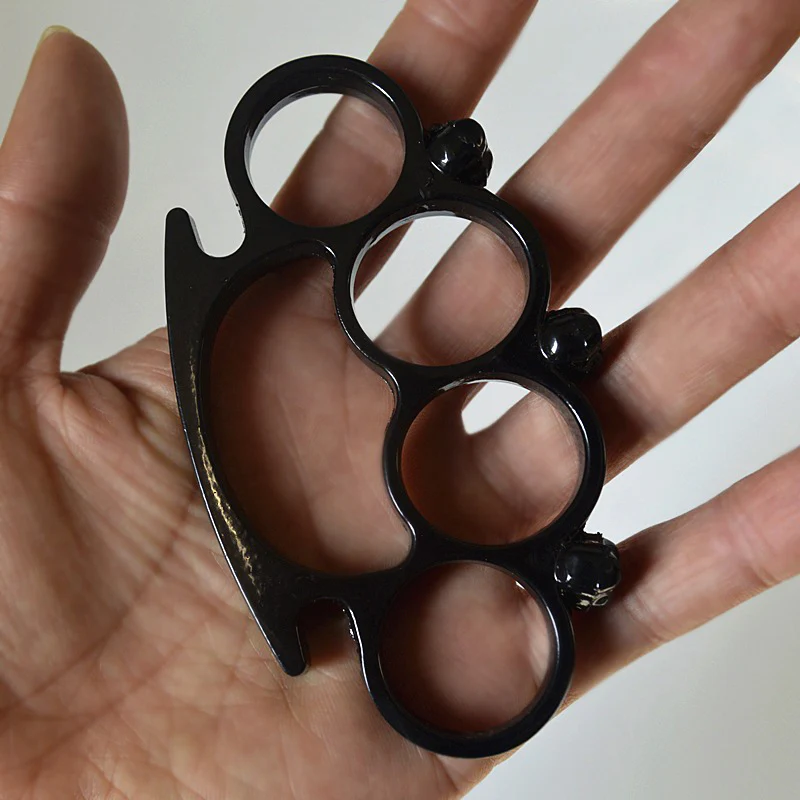 Metal Brass Knuckle Duster Skull Style Four-finger Boxing Sleeve Outdoor Camping Safety Orientation Pocket EDC Tool - Image 6