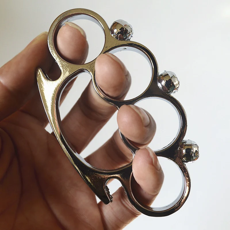 Metal Brass Knuckle Duster Skull Style Four-finger Boxing Sleeve Outdoor Camping Safety Orientation Pocket EDC Tool - Image 8