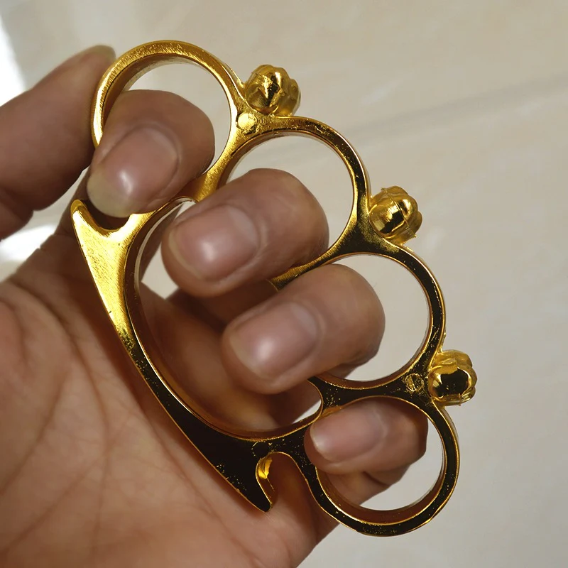 Metal Brass Knuckle Duster Skull Style Four-finger Boxing Sleeve Outdoor Camping Safety Orientation Pocket EDC Tool - Image 9