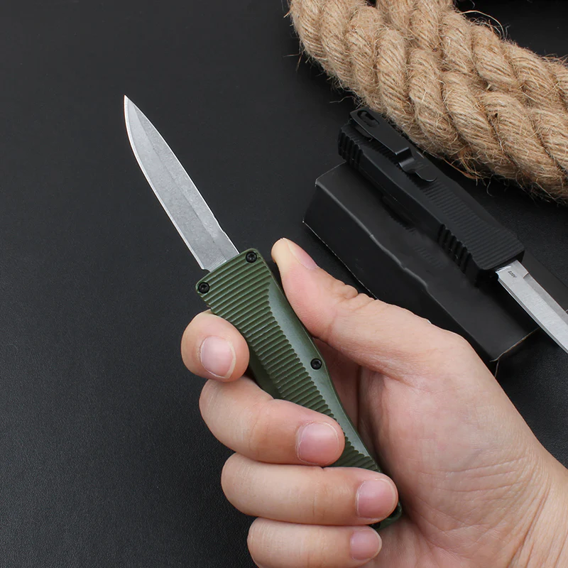 BM 4850 Mini Knife Zinc Aluminum Handle Stonewashed Blade Outdoor Pocket Knives - Image 3