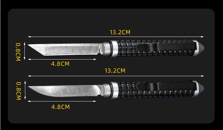 Mini Damascus Pen Knife Multifunctional Wilderness Survival Survival Pocket Knives - Image 4