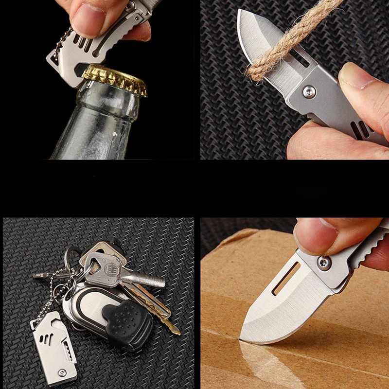 Mini Folding Knife Keychain Pendant Bottle Opener Knives - Image 2