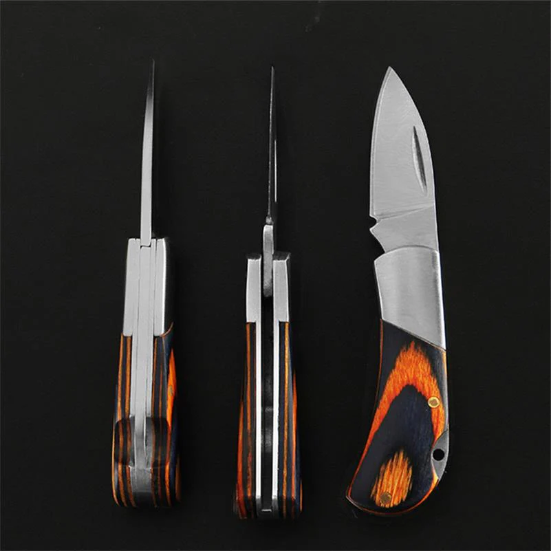 Mini Folding Knife Keychain Wooden Handle Pocket Knives - Image 5
