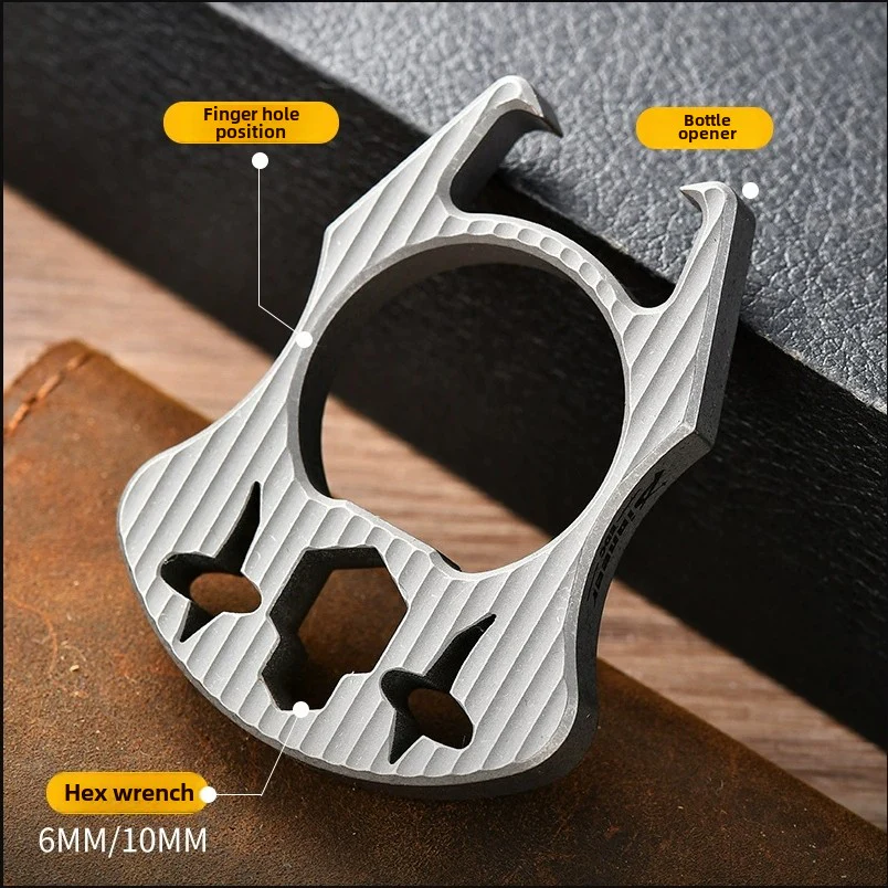 Mini Multifunctional Titanium Knuckle Duster Bottle Opening EDC Tool - Image 4