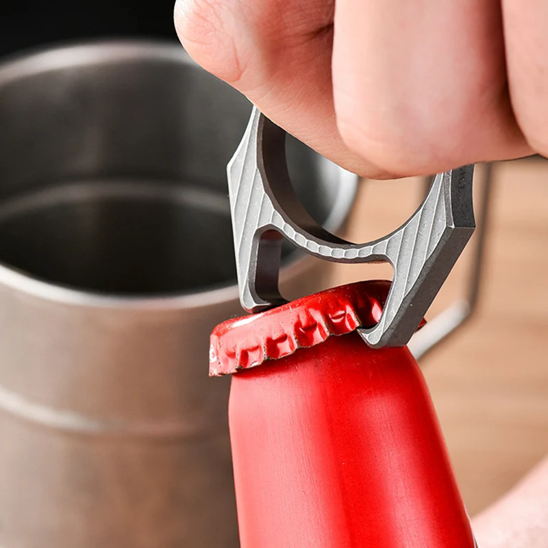 Mini Multifunctional Titanium Knuckle Duster Bottle Opening EDC Tool - Image 6