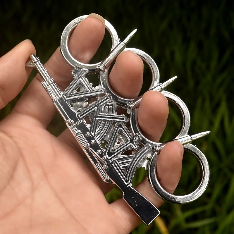 Multi-style Creativity Metal Brass Knuckle Duster Four Finger Tiger Outdoor Camping Safety Defense Life-saving Pocket  EDC Tool - Image 9