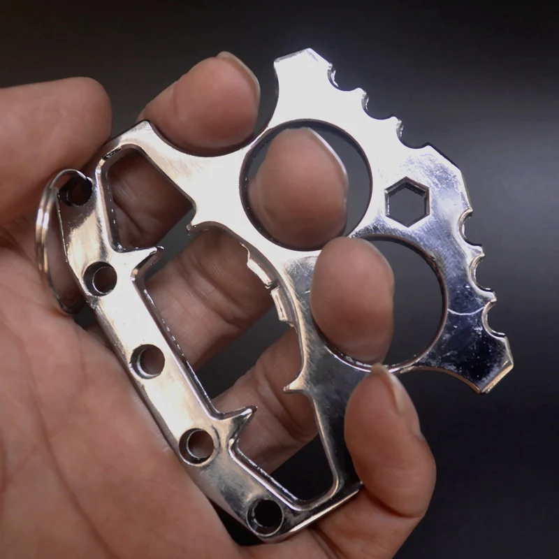 Multifunction Durable Knuckle Duster Beer Bottle Opener Double Finger EDC Self Defense Tool - Image 4