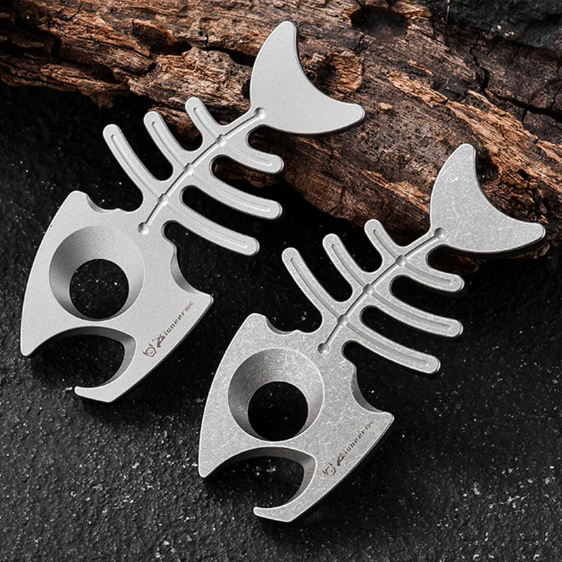 Multifunctional Fishbone Bottle Opener Titanium Self Defense EDC Tool - Image 2