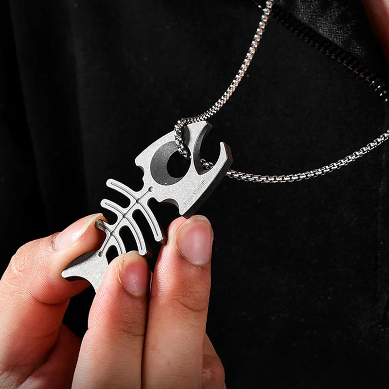 Multifunctional Fishbone Bottle Opener Titanium Self Defense EDC Tool - Image 6
