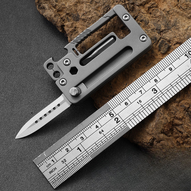 Multifunctional Titanium Pocket Knife Hiking Buckle Bottle Opener Tool - Image 3