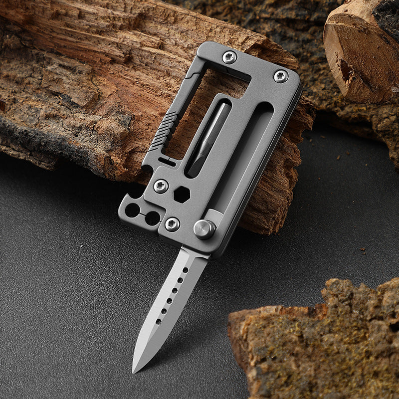Multifunctional Titanium Pocket Knife Hiking Buckle Bottle Opener Tool - Image 4