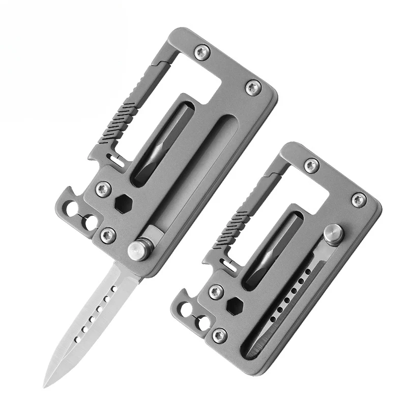 Multifunctional Titanium Pocket Knife Hiking Buckle Bottle Opener Tool - Image 5