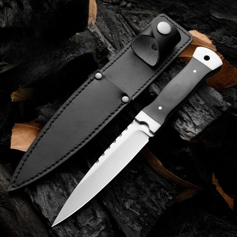 Outdoor Knife 9Cr18 Steel Tool with Double Steel Head and Ebony Handle - Image 2
