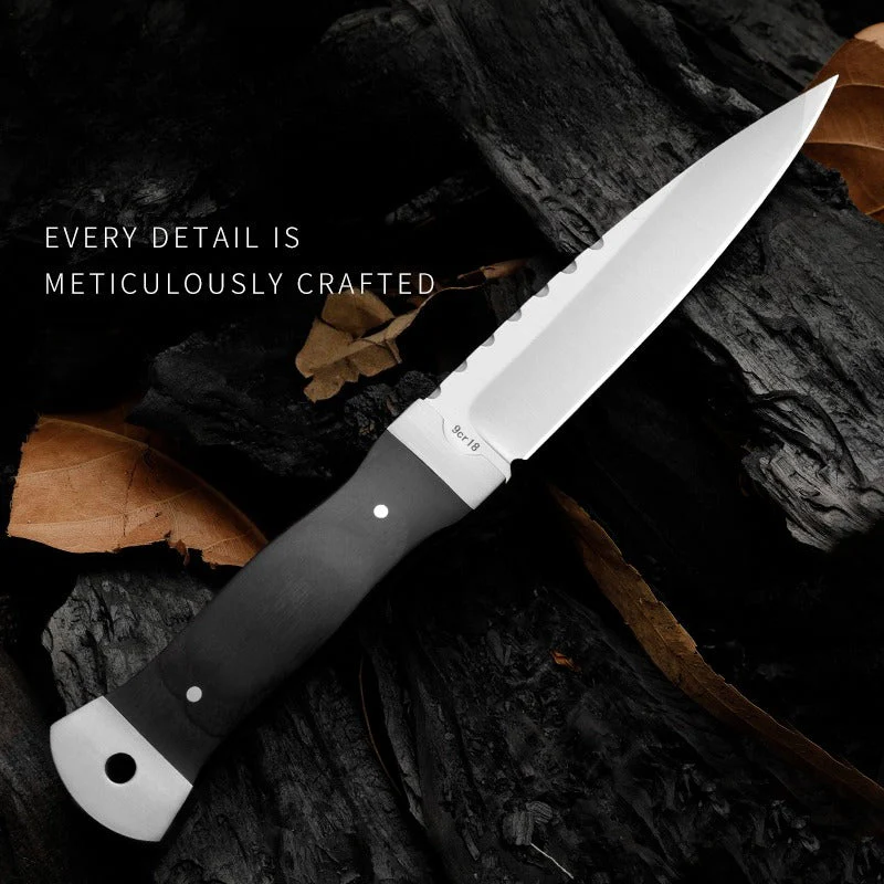 Outdoor Knife 9Cr18 Steel Tool with Double Steel Head and Ebony Handle - Image 3