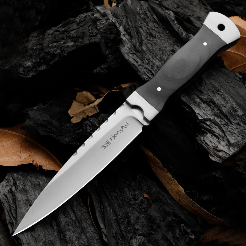 Outdoor Knife 9Cr18 Steel Tool with Double Steel Head and Ebony Handle - Image 4