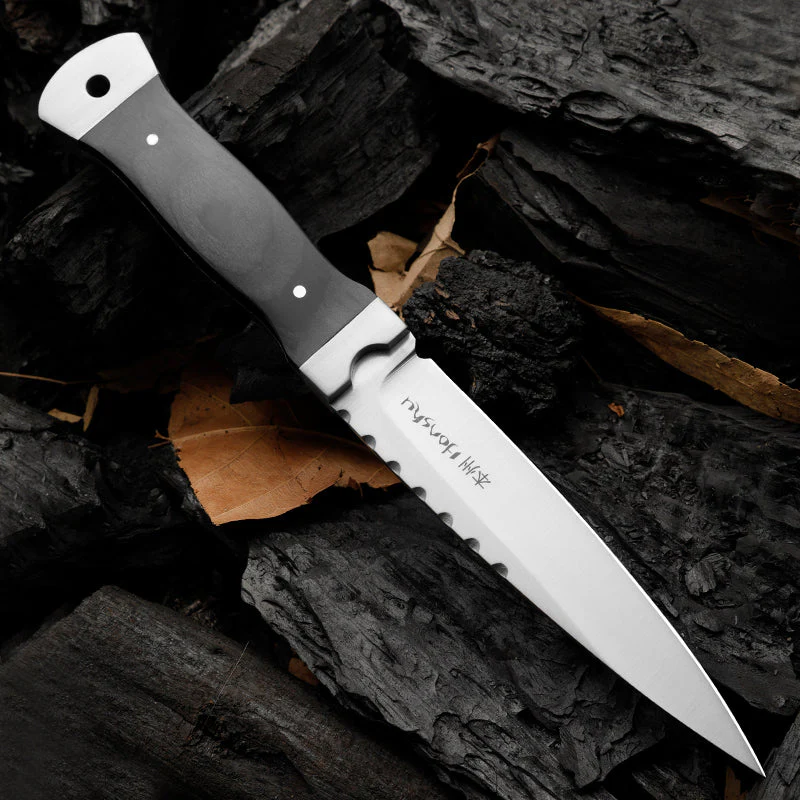 Outdoor Knife 9Cr18 Steel Tool with Double Steel Head and Ebony Handle - Image 5