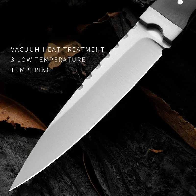 Outdoor Knife 9Cr18 Steel Tool with Double Steel Head and Ebony Handle - Image 6