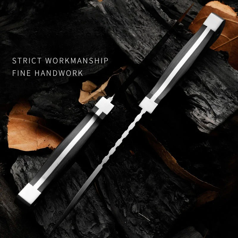 Outdoor Knife 9Cr18 Steel Tool with Double Steel Head and Ebony Handle - Image 8