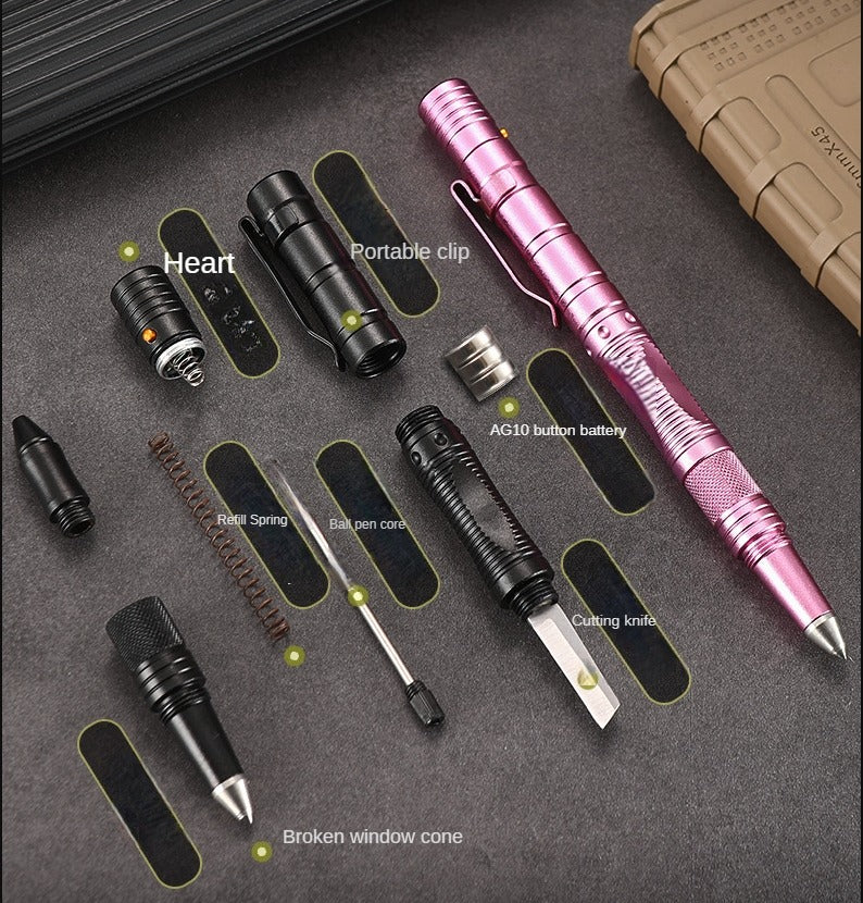 Outdoor Multifunctional Tactical Pen Defense Pocket Knife LED Lighting Window Breaker EDC Survival Tool - Image 2