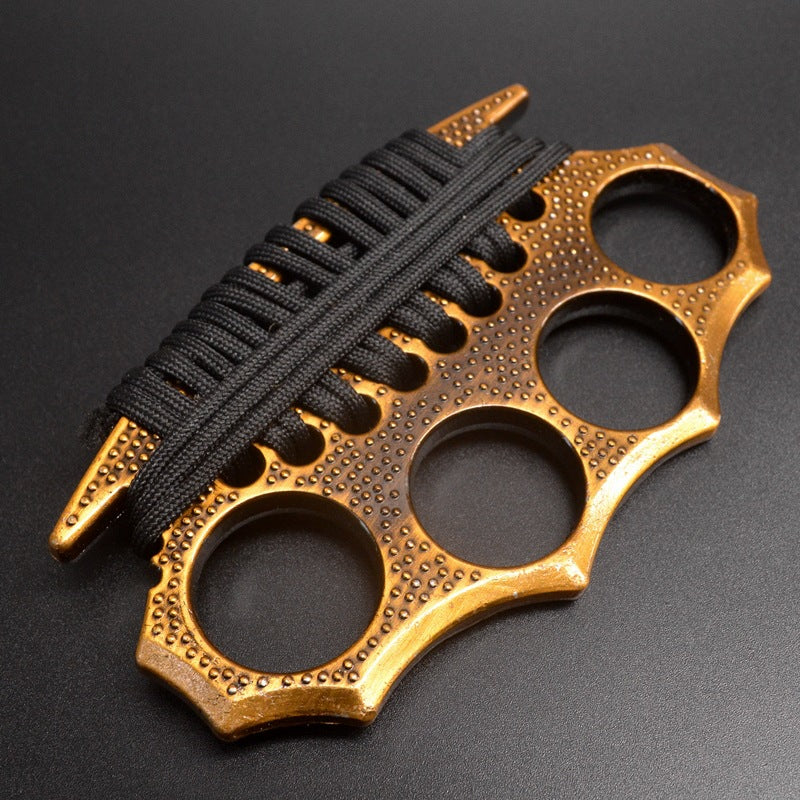 Outdoor self-defense metal brass knuckles duster four-finger hand buckle fitness training boxing finger buckle knuckle fist buckle defense broken window protective gear - Image 3