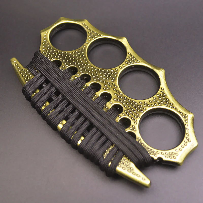 Outdoor self-defense metal brass knuckles duster four-finger hand buckle fitness training boxing finger buckle knuckle fist buckle defense broken window protective gear - Image 4