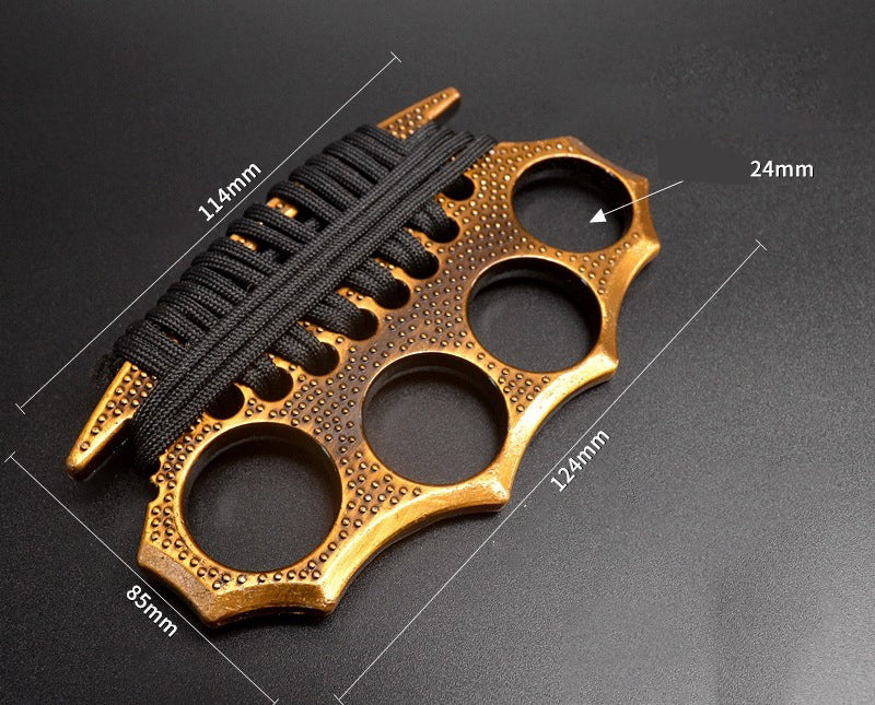 Outdoor self-defense metal brass knuckles duster four-finger hand buckle fitness training boxing finger buckle knuckle fist buckle defense broken window protective gear - Image 5