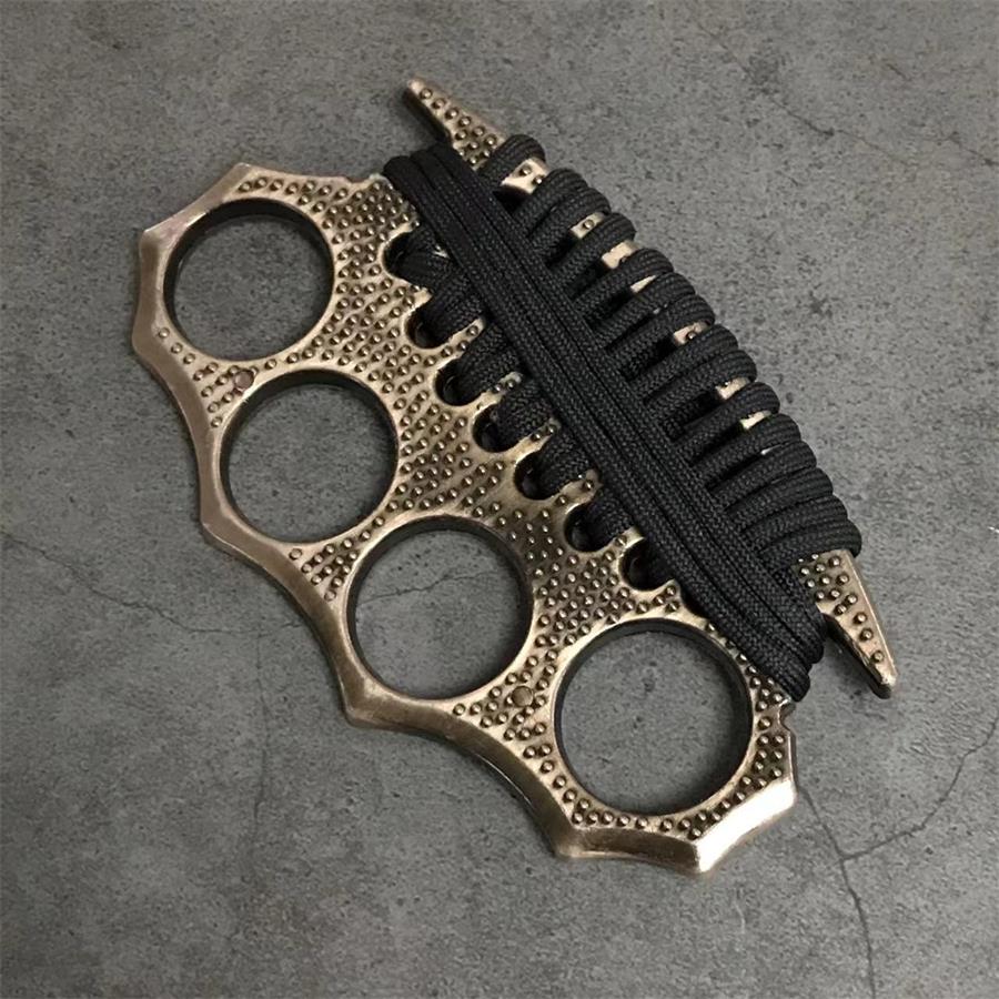 Outdoor self-defense metal brass knuckles duster four-finger hand buckle fitness training boxing finger buckle knuckle fist buckle defense broken window protective gear - Image 8