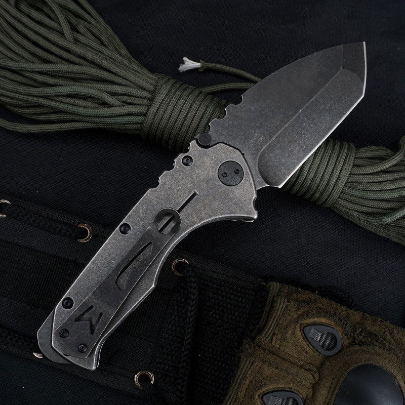 Outdoor Tactical  Folding Knife 9cr18mov Sharp Blade Stone Wash Steel G10 Handle Camping Pocket Knives - Image 3