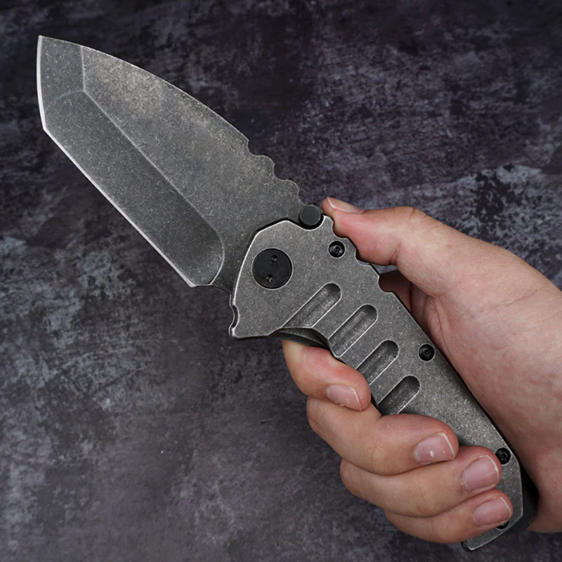 Outdoor Tactical  Folding Knife 9cr18mov Sharp Blade Stone Wash Steel G10 Handle Camping Pocket Knives - Image 4
