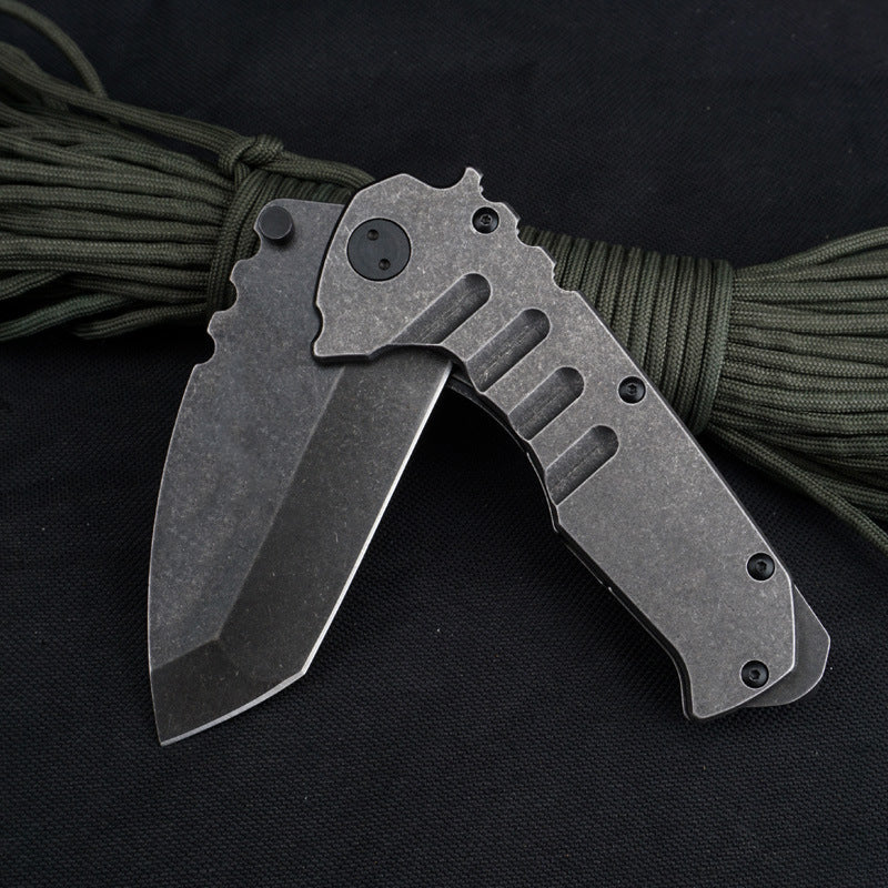 Outdoor Tactical  Folding Knife 9cr18mov Sharp Blade Stone Wash Steel G10 Handle Camping Pocket Knives - Image 5