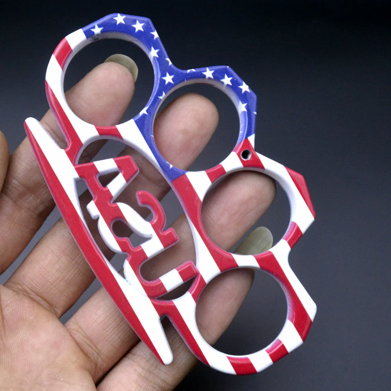 Patterned Metal Knuckle Duster Boxing Training Four Finger Tiger Fist Buckle Outdoor Camping Security Defense Tiger Ring Buckle Self-defense EDC Tool - Image 3