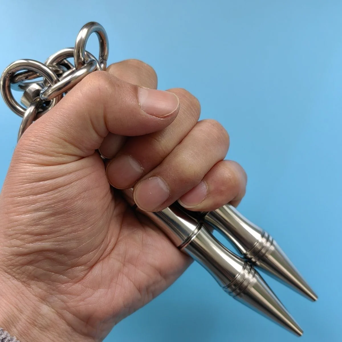 Portable Solid Steel Nunchaku Training Self Defense Tool - Image 3