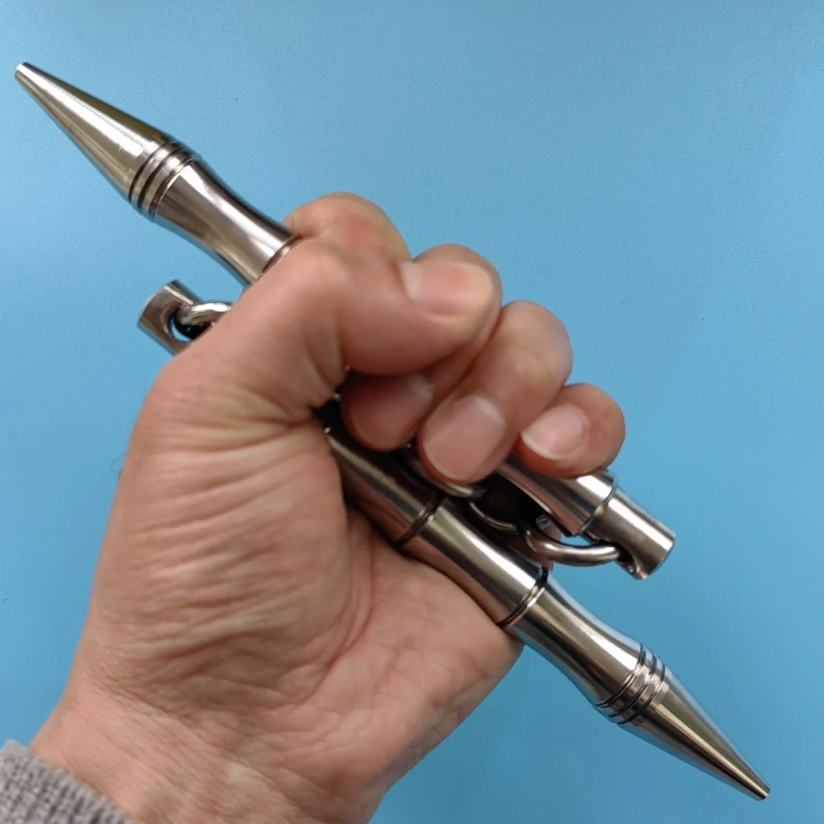 Portable Solid Steel Nunchaku Training Self Defense Tool - Image 4
