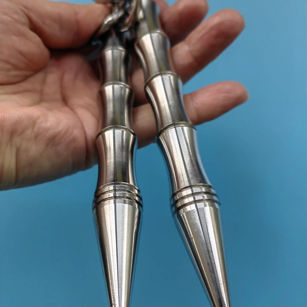 Portable Solid Steel Nunchaku Training Self Defense Tool - Image 5