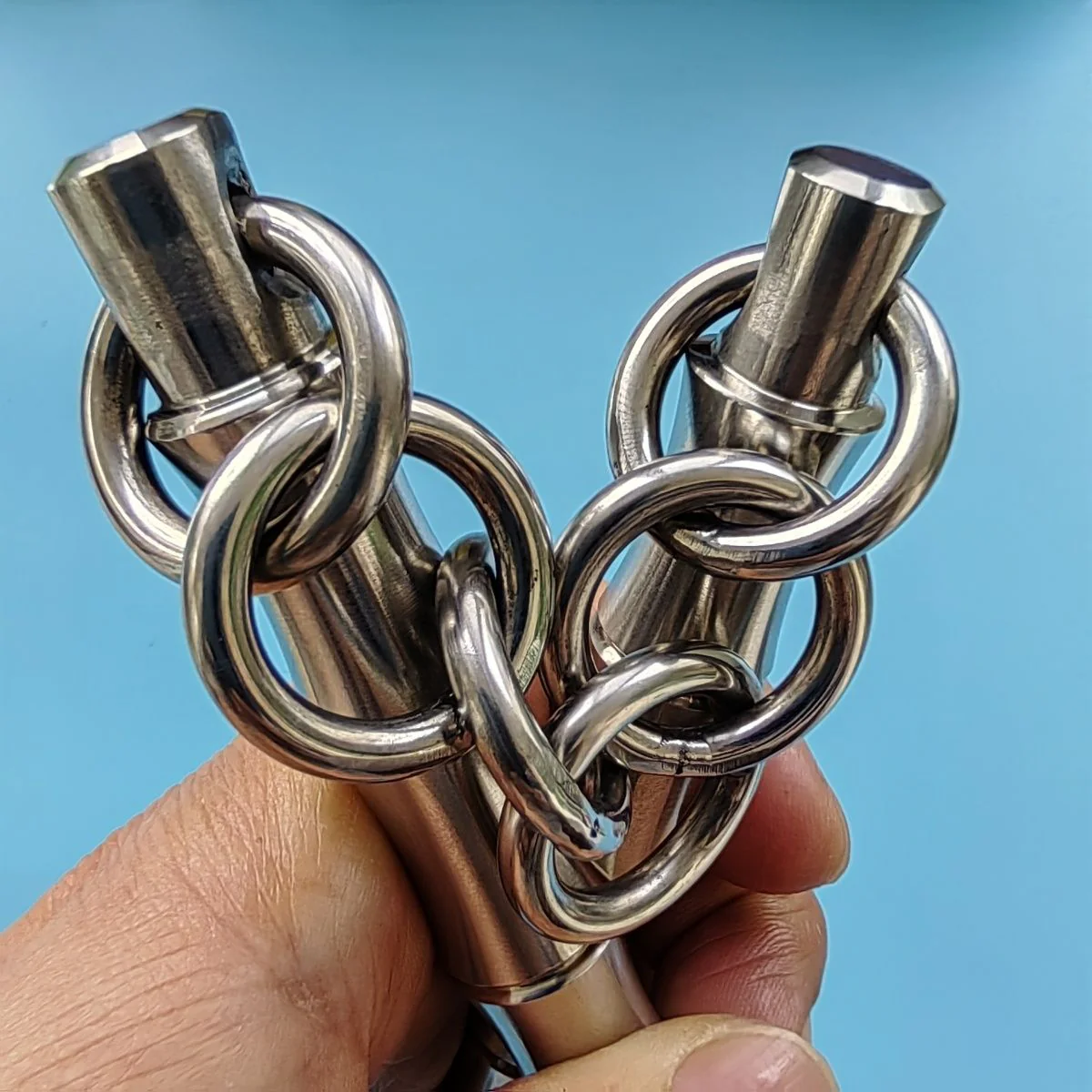 Portable Solid Steel Nunchaku Training Self Defense Tool - Image 7