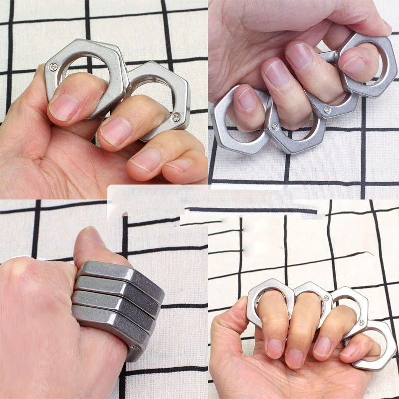 Removable Portable Metal Knuckle Duster Finger Buckle Defense Boxing Broken Window Tool Boxing Protective Gear - Image 2