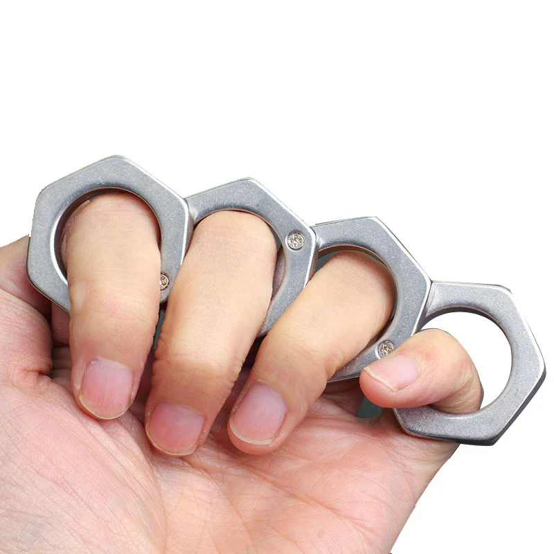 Removable Portable Metal Knuckle Duster Finger Buckle Defense Boxing Broken Window Tool Boxing Protective Gear - Image 6