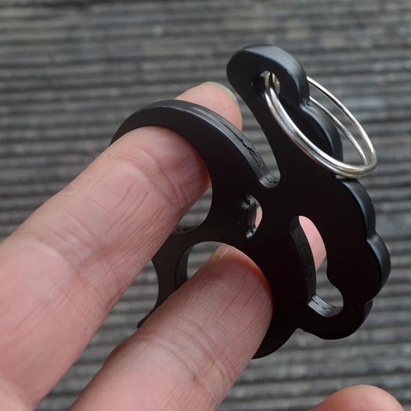 Self Defense Double Finger Knuckle Button EDC Personal Defense Lady Cat's Eye Tiger Key Button Trigger Finger - Image 3