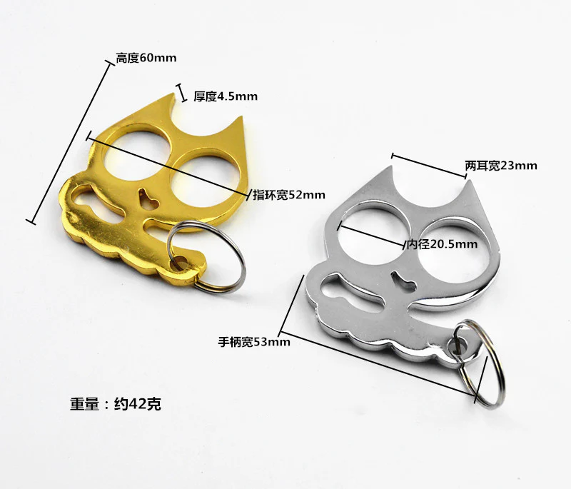 Self Defense Double Finger Knuckle Button EDC Personal Defense Lady Cat's Eye Tiger Key Button Trigger Finger - Image 4