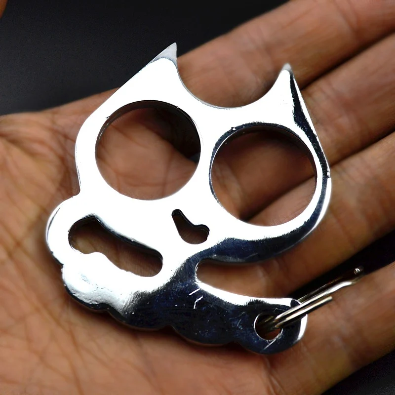Self Defense Double Finger Knuckle Button EDC Personal Defense Lady Cat's Eye Tiger Key Button Trigger Finger - Image 5
