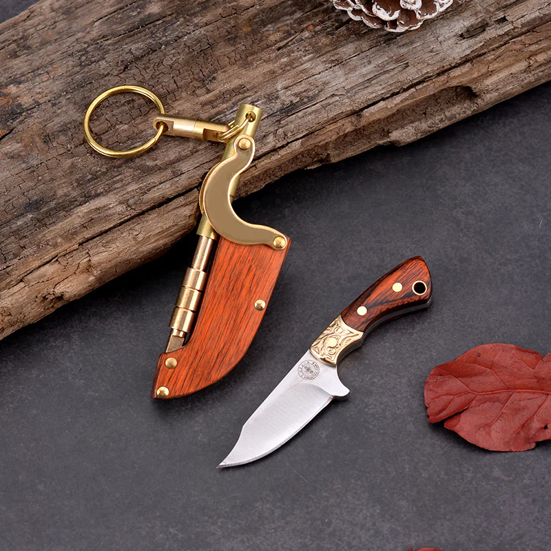 Self-elastic Sheath Mini Straight Knife Keychain Portable Pocket Knives - Image 2