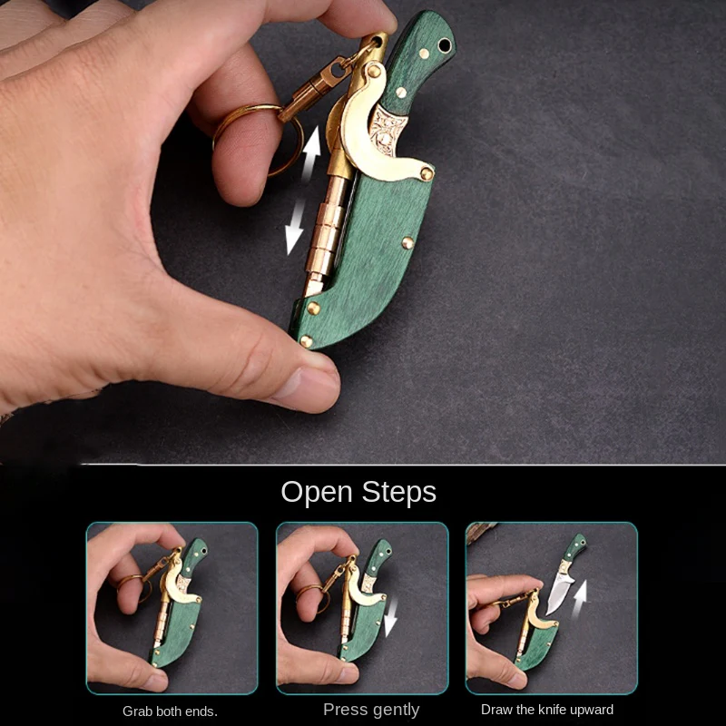 Self-elastic Sheath Mini Straight Knife Keychain Portable Pocket Knives - Image 3