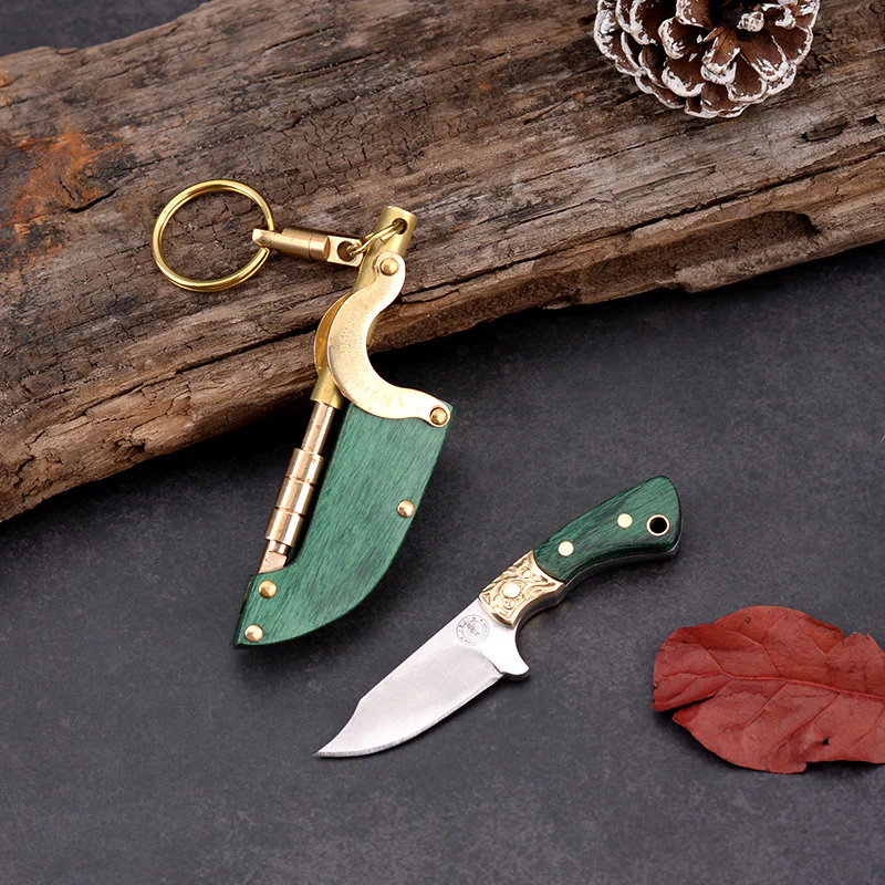 Self-elastic Sheath Mini Straight Knife Keychain Portable Pocket Knives - Image 5