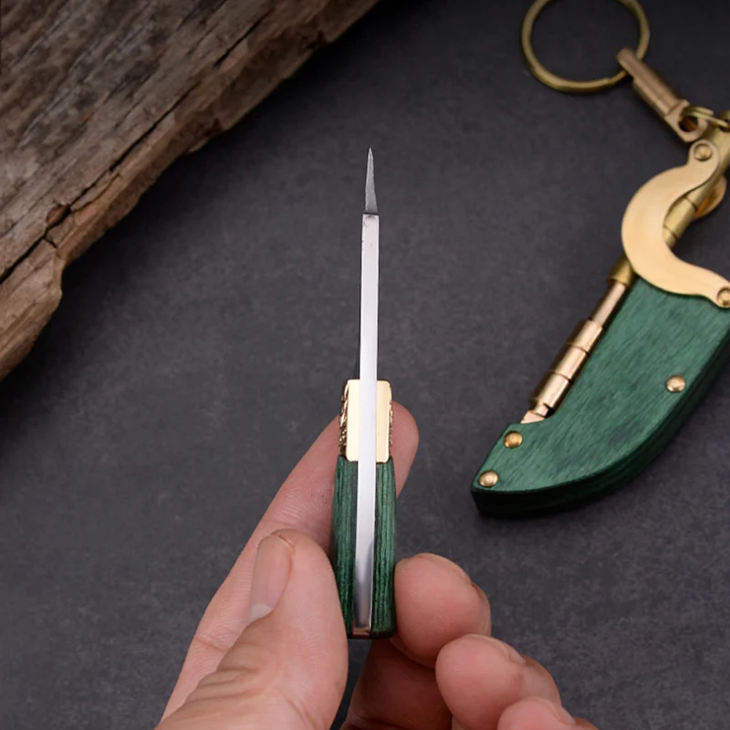 Self-elastic Sheath Mini Straight Knife Keychain Portable Pocket Knives - Image 8