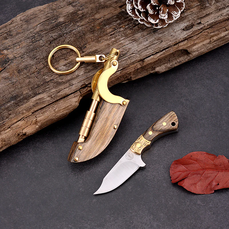 Self-elastic Sheath Mini Straight Knife Keychain Portable Pocket Knives - Image 9