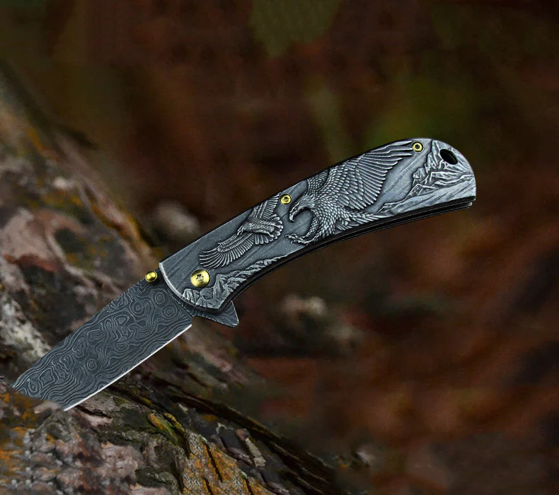 Sheep Eagle Horse-Embossed Handle Folding Knife Outdoor Camping Hunting Pocket EDC Tool - Image 3