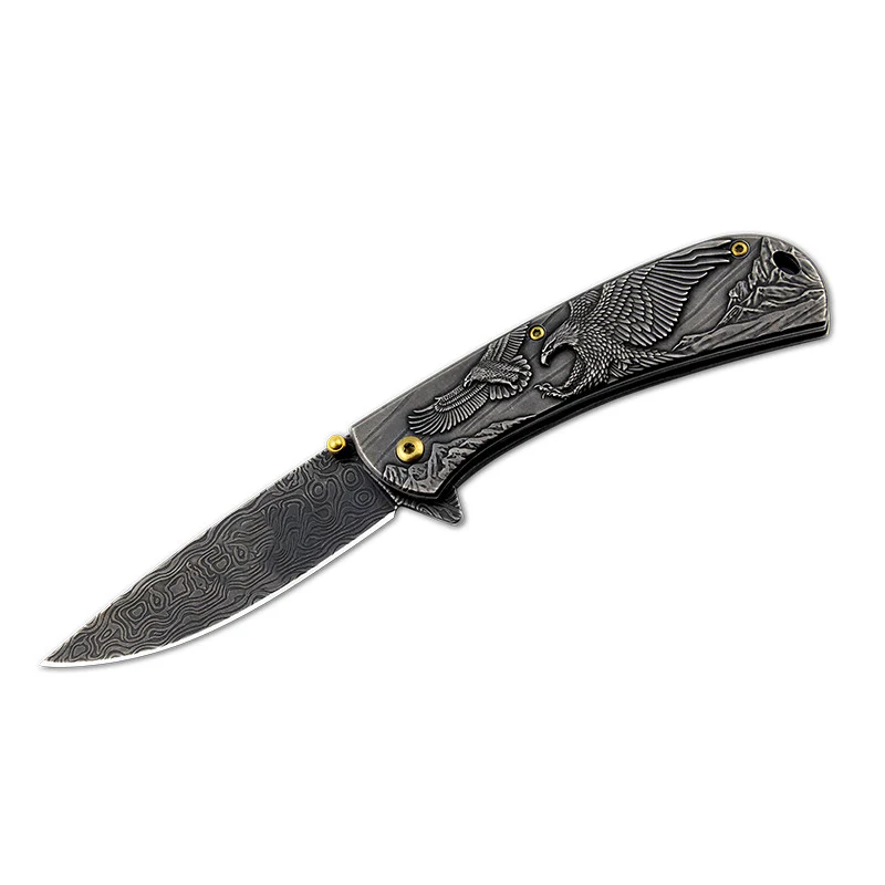 Sheep Eagle Horse-Embossed Handle Folding Knife Outdoor Camping Hunting Pocket EDC Tool - Image 4