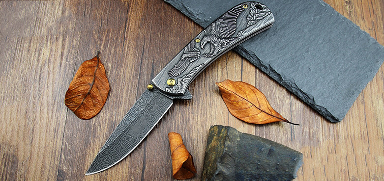 Sheep Eagle Horse-Embossed Handle Folding Knife Outdoor Camping Hunting Pocket EDC Tool - Image 6